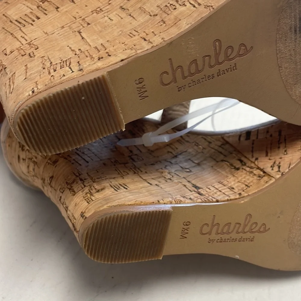 Charles David suede cork wedges